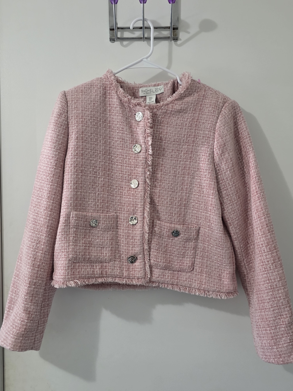 Rachel Zoe Blush Pink Tweed Cropped Blazer